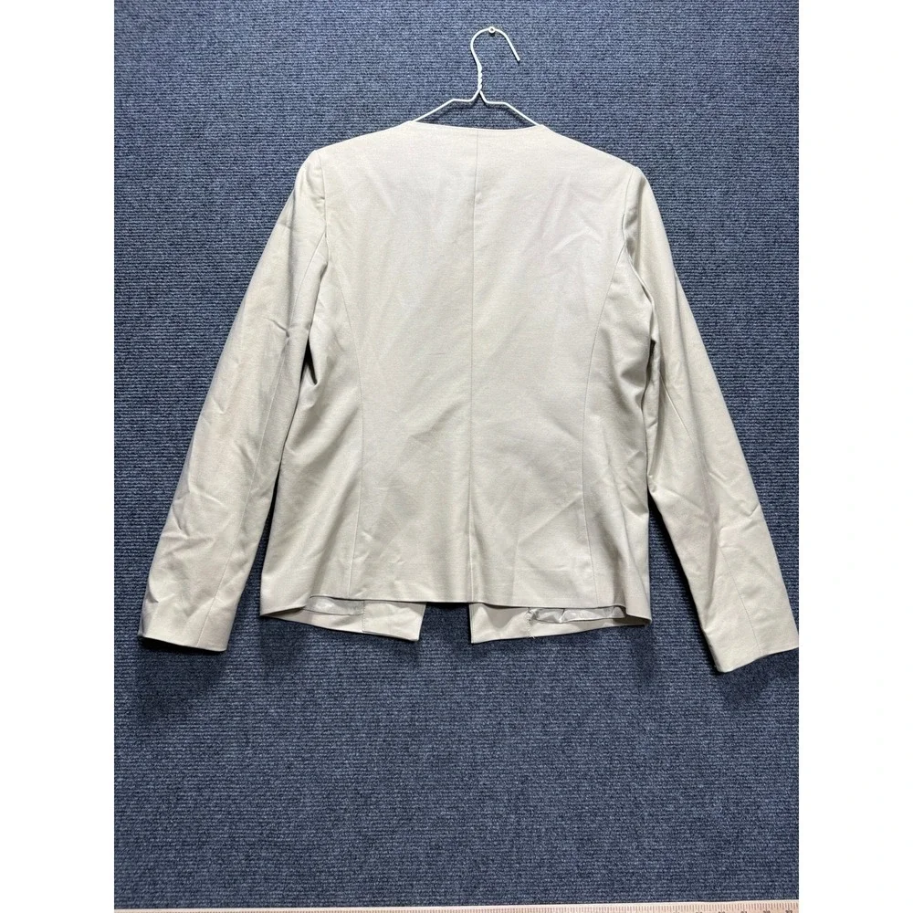 Michael Kors Blazer Women 4 Dune Beige Open Front Zip Pocket QS51B112UE